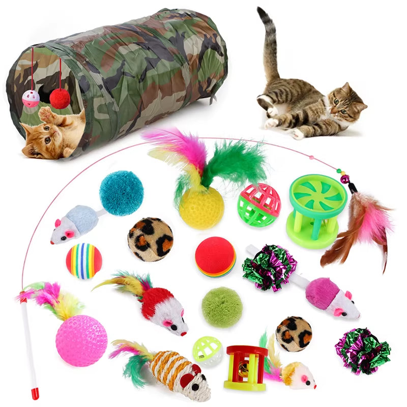Pets Cat Toys Mouse Shape Balls Shapes Kitten Love New Pet Toy 21 Set Cat Channel Funny Cat Stick Mouse Supplies Value Bundle