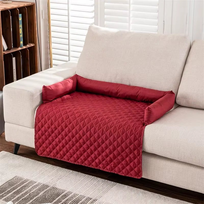 Waterproof Pet Dog Bed Blanket Mat Dog Sofa Couch Slipcover Pet Pad with Neck Pillow Washable Cat Calming Nest for Travel Home